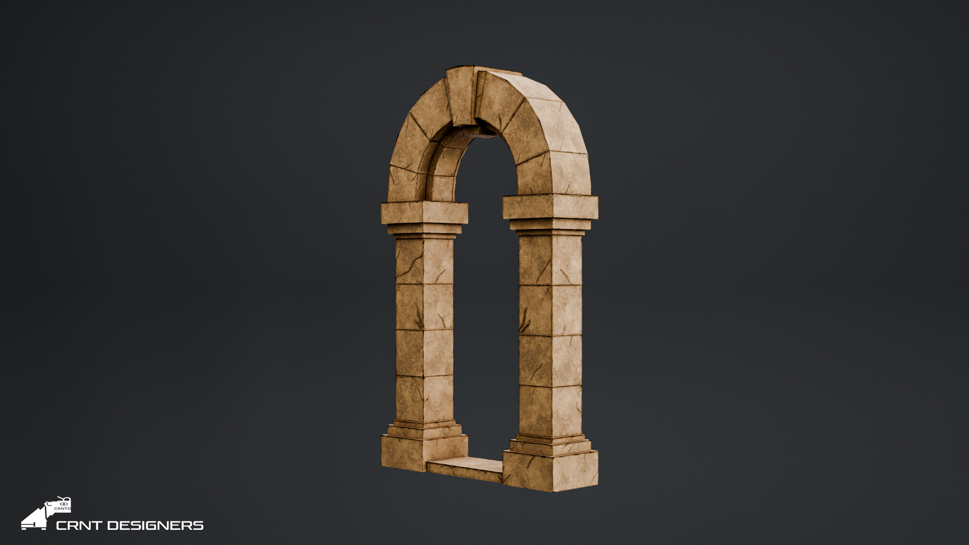 Ancient Stone Arch Low-poly 3D model_7