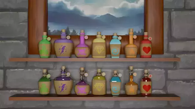 Low Poly Potion Pack Low-poly 3D model