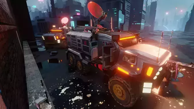 Armored Riot Truck - Sci-Fi Military Vehicle w Detailed Interior