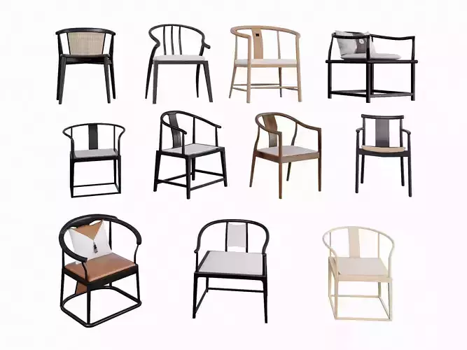 Ming Dynasty Round-Arm Chair Set