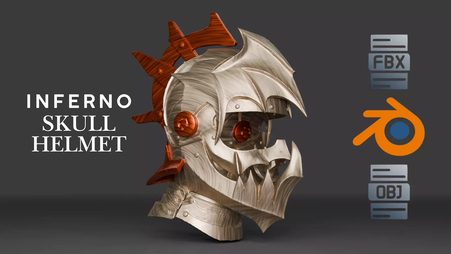 Inferno Skull Helmet Fantasy Warrior Mask Low-poly 3D model