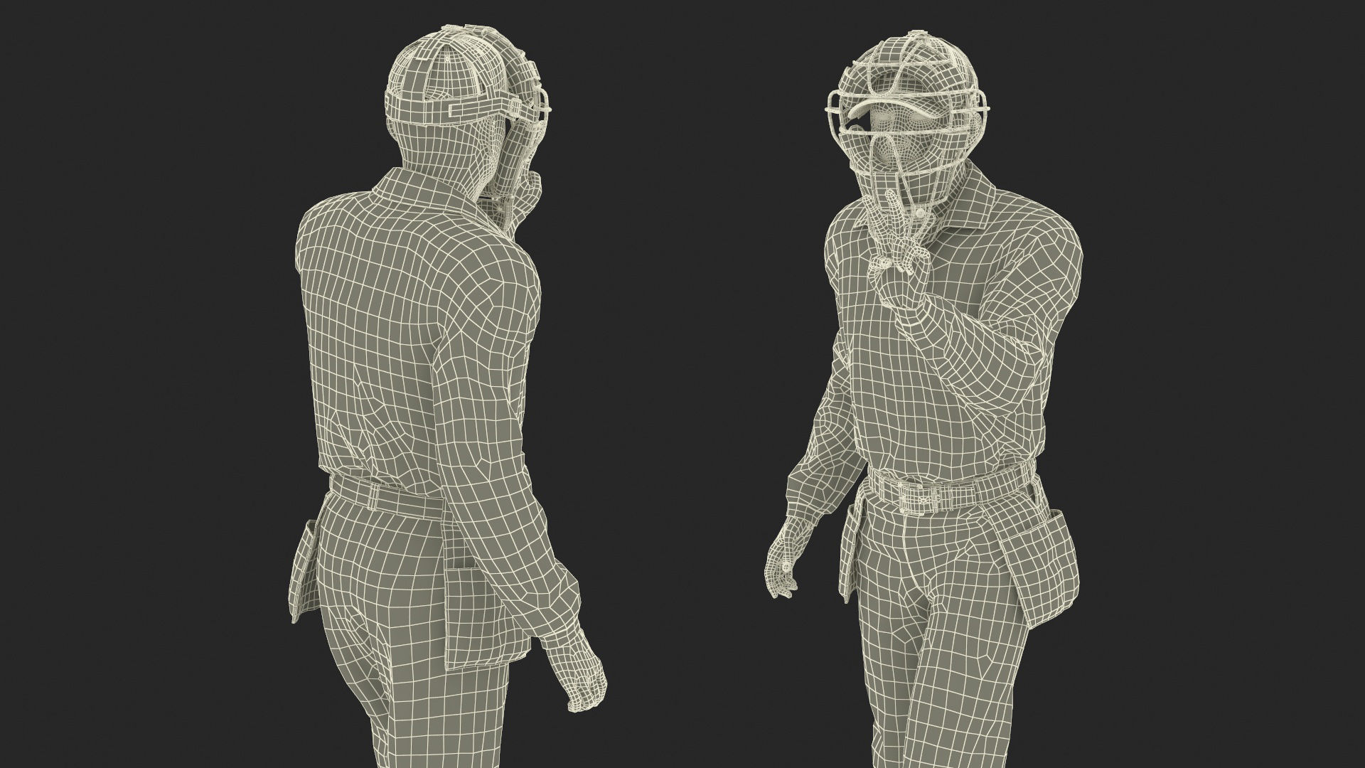 Baseball Umpire with Protective Mask Showing Points 3D model_28