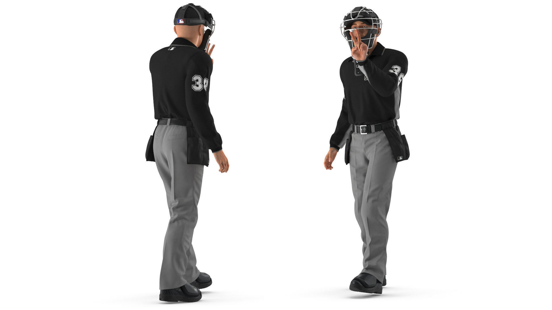 Baseball Umpire with Protective Mask Showing Points 3D model_7