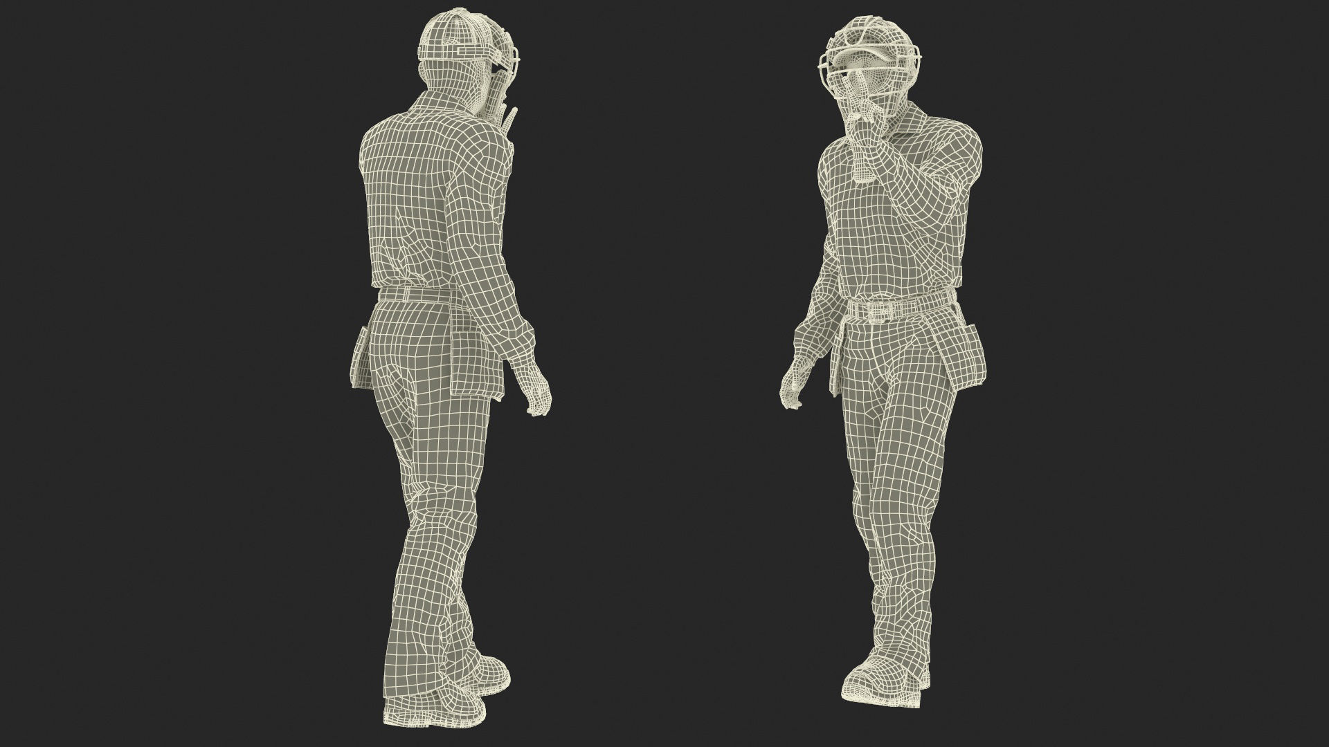 Baseball Umpire with Protective Mask Showing Points 3D model_26