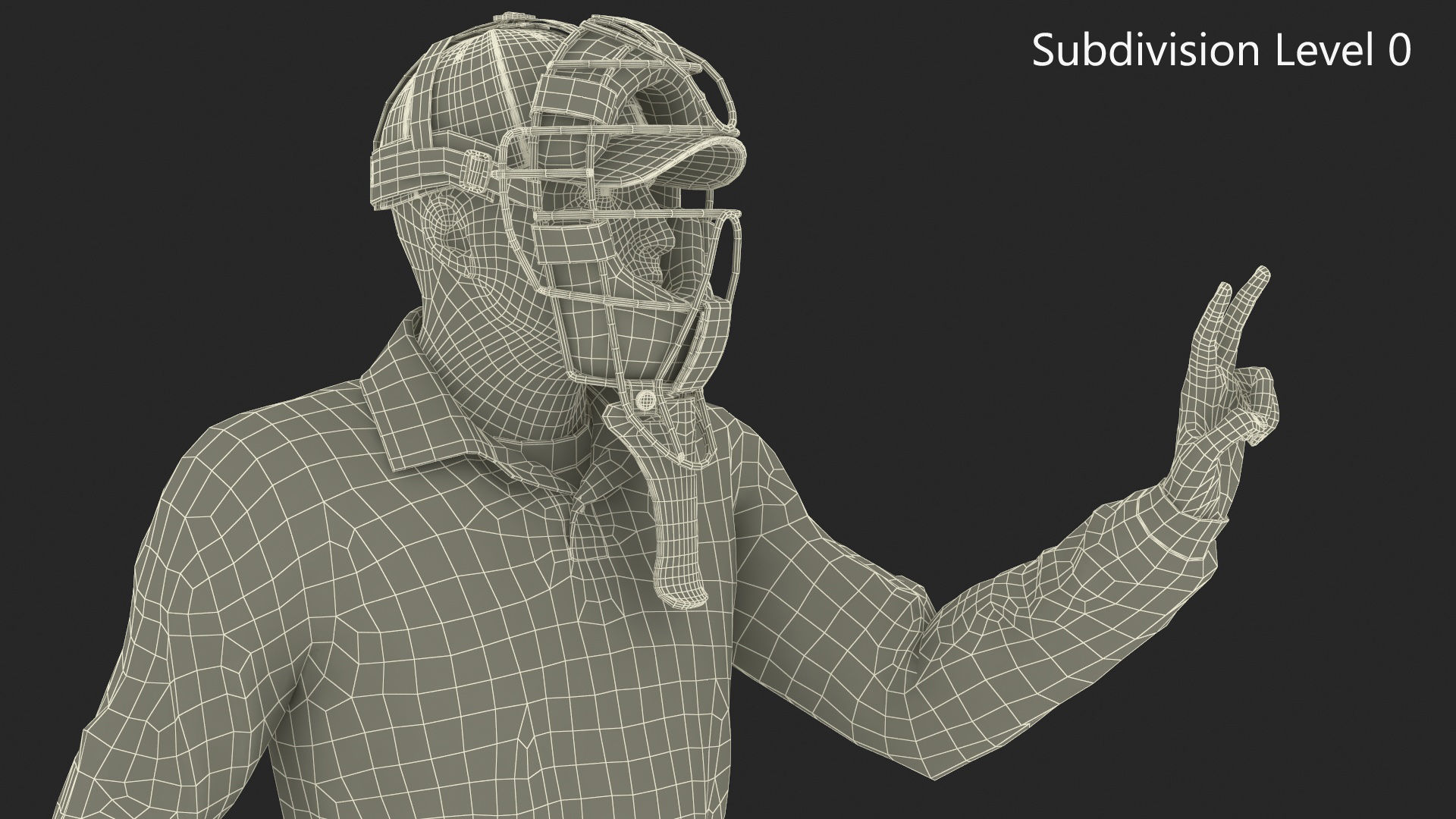 Baseball Umpire with Protective Mask Showing Points 3D model_17