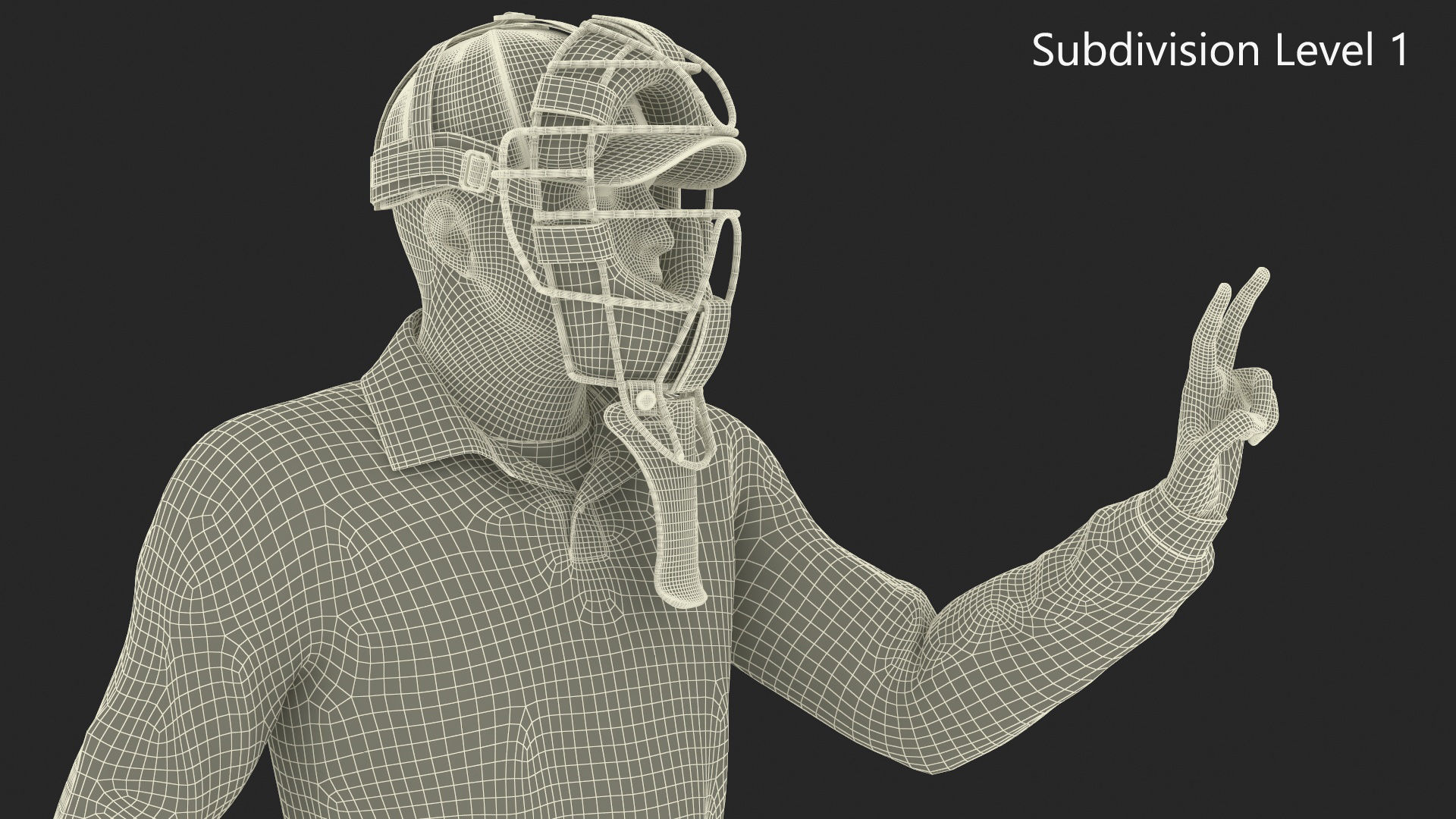 Baseball Umpire with Protective Mask Showing Points 3D model_18