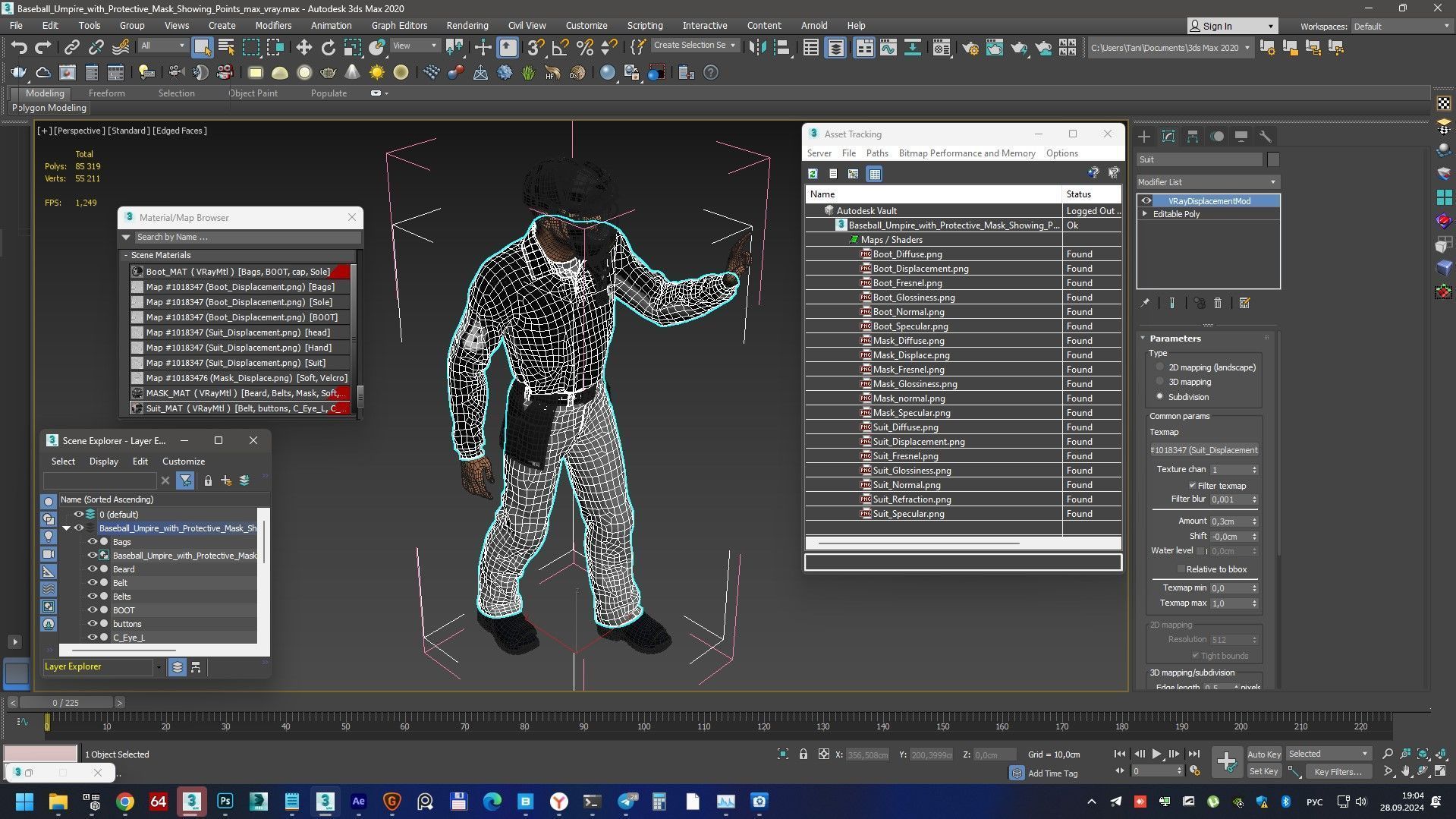 Baseball Umpire with Protective Mask Showing Points 3D model_21