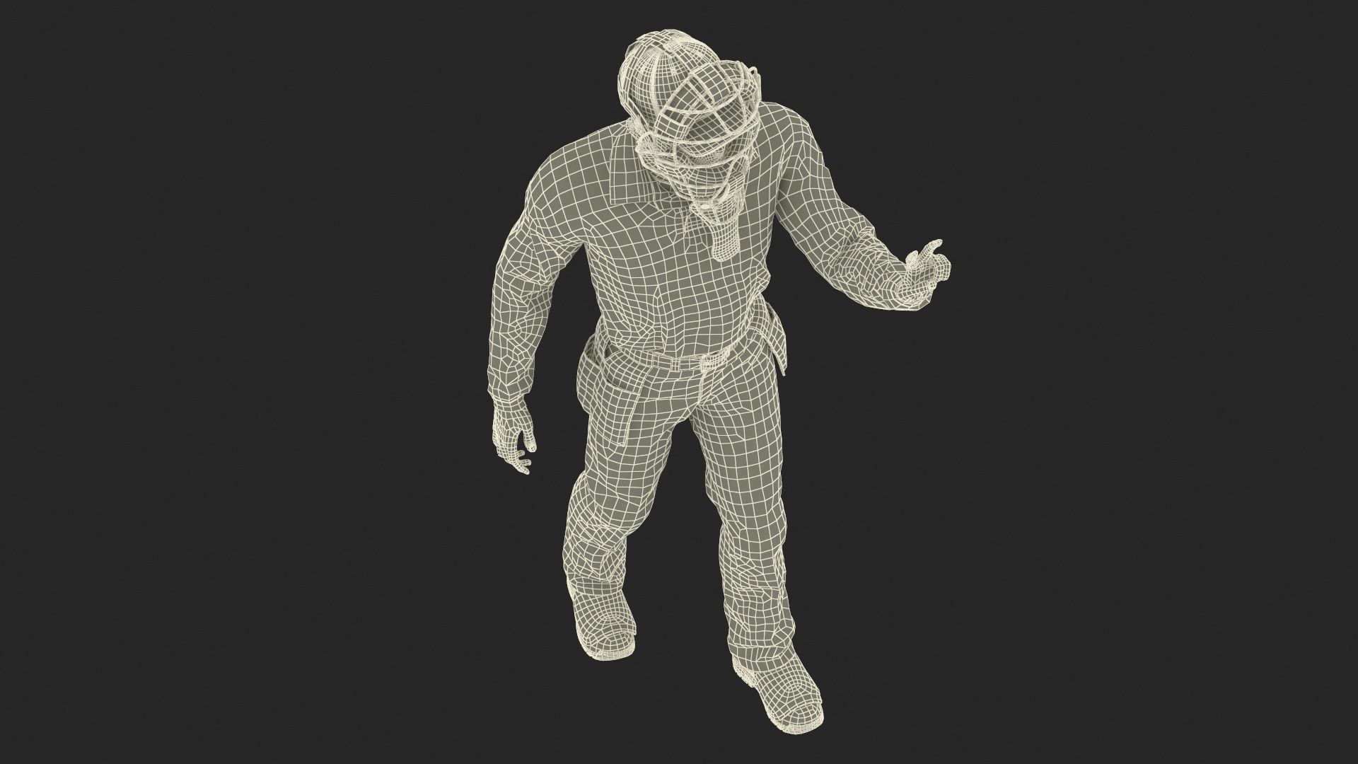 Baseball Umpire with Protective Mask Showing Points 3D model_33