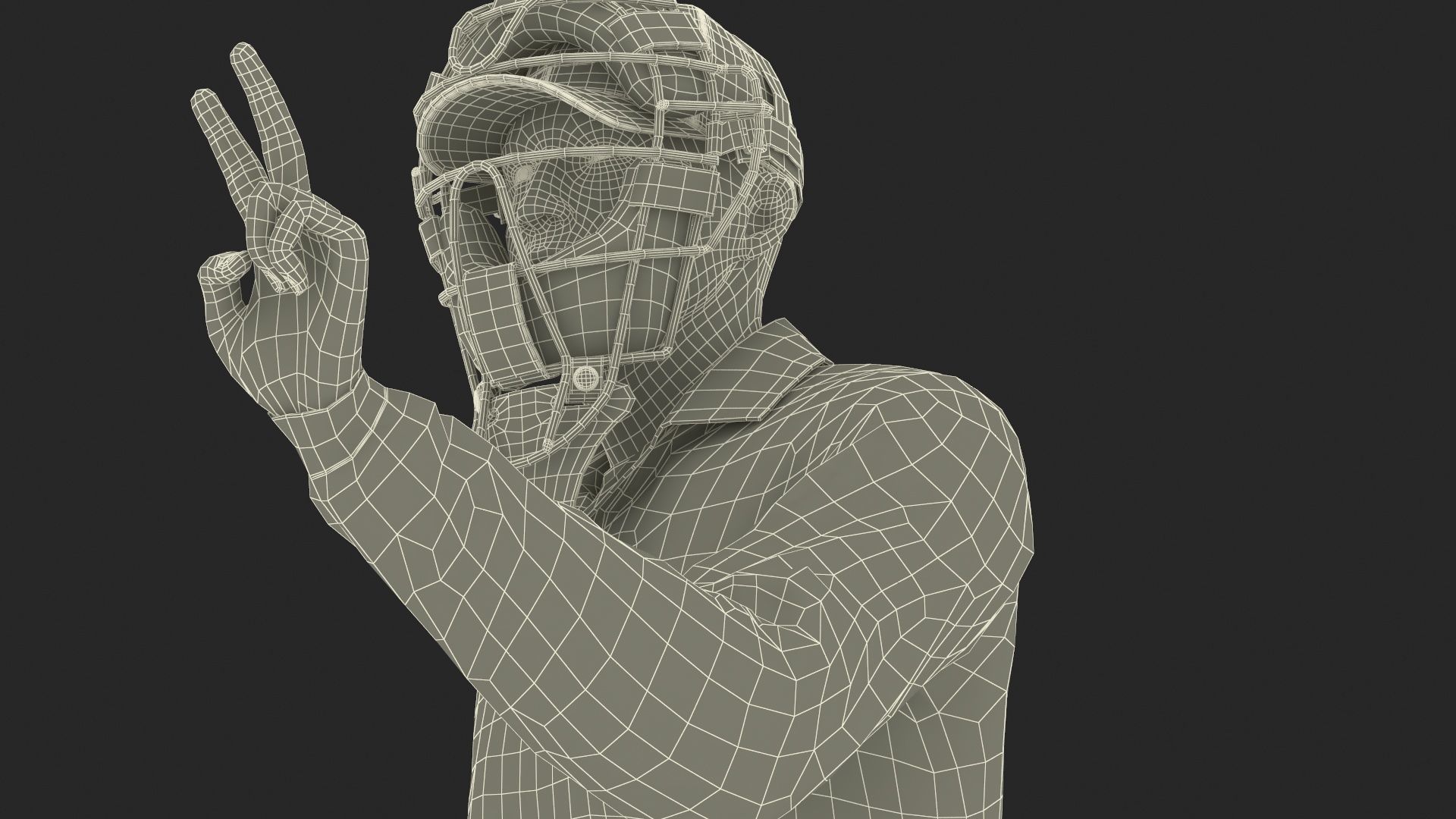 Baseball Umpire with Protective Mask Showing Points 3D model_31