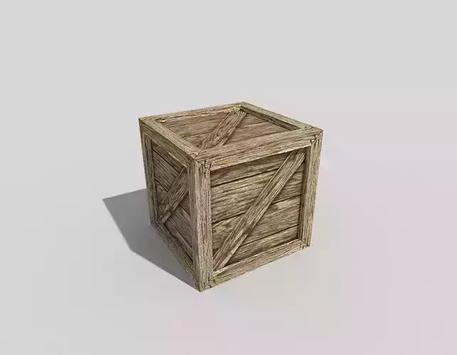 low poly wooden box