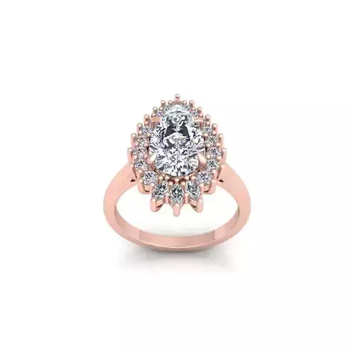 Pear Diana Diamond Ring 3d Model and Render 