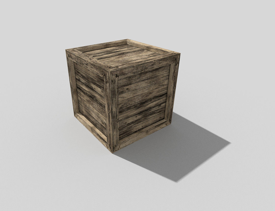 low poly wooden box Low-poly 3D model_4