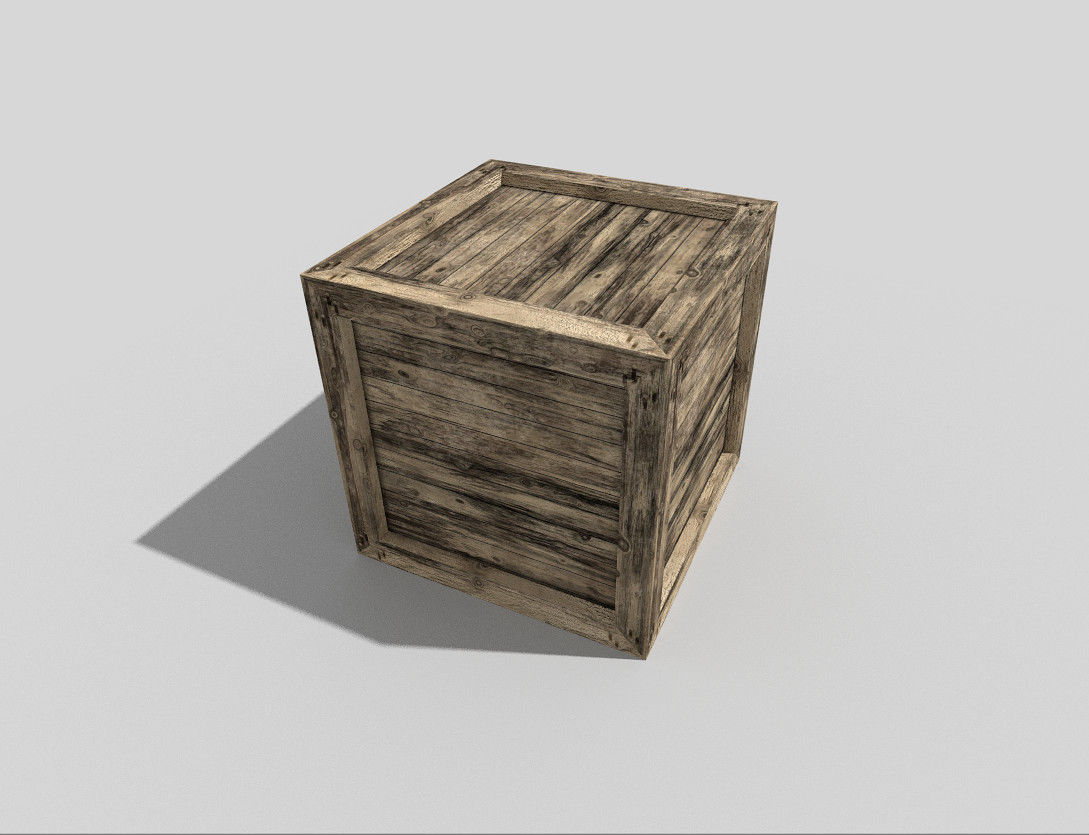 low poly wooden box Low-poly 3D model_1