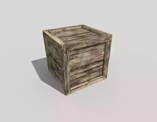 low poly wooden box Low-poly 3D model