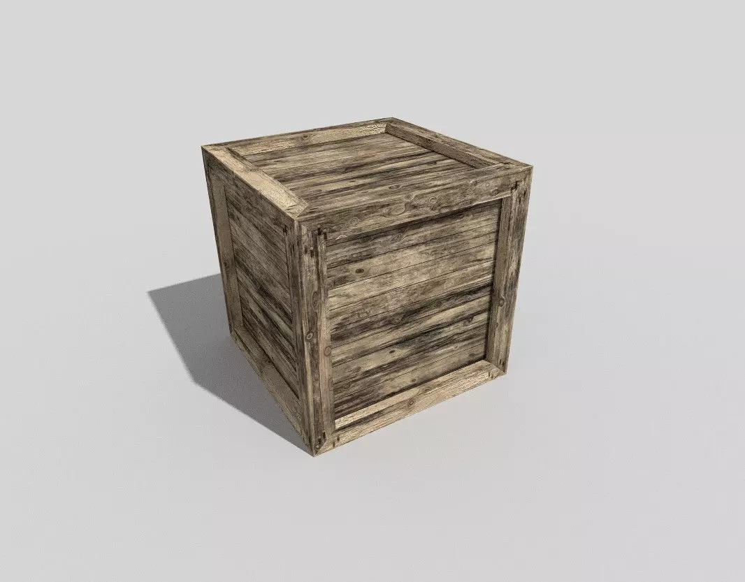 low poly wooden box Low-poly 3D model_0