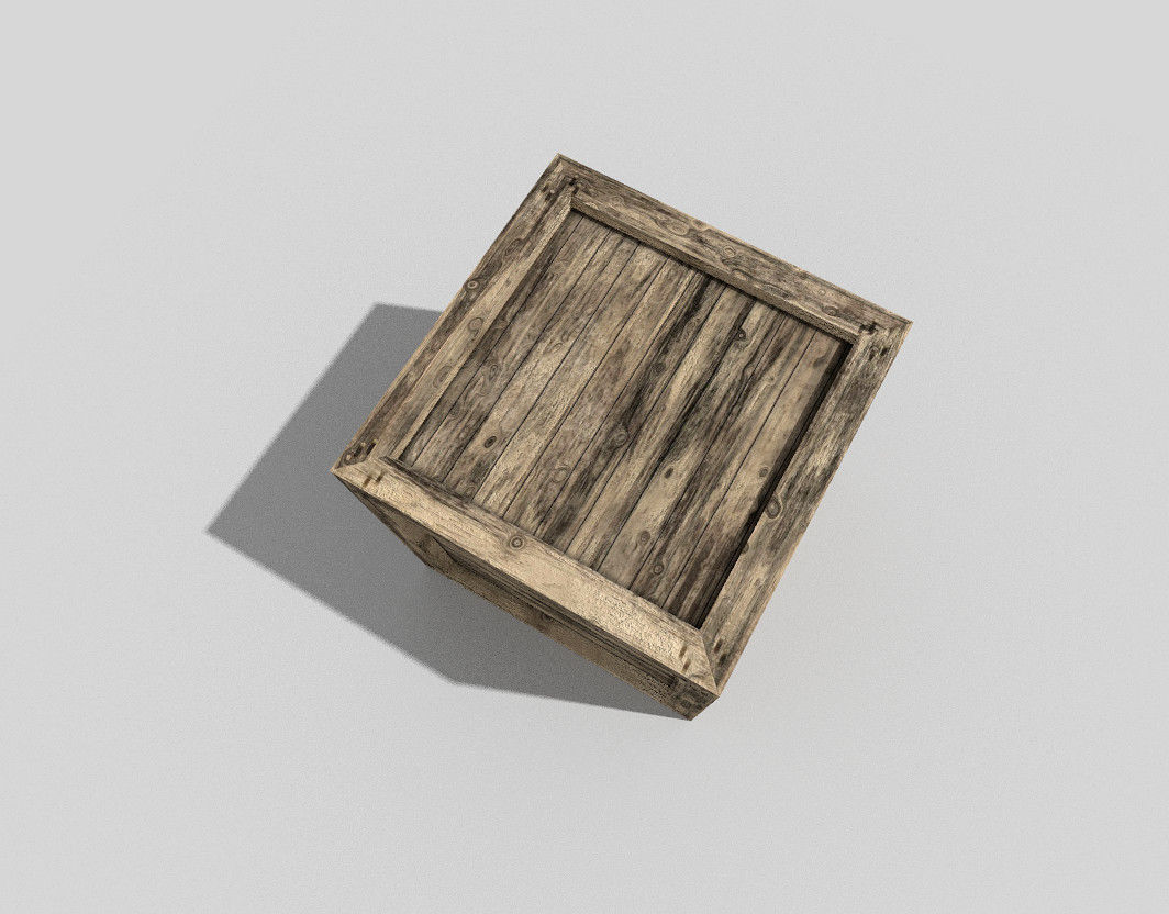 low poly wooden box Low-poly 3D model_2