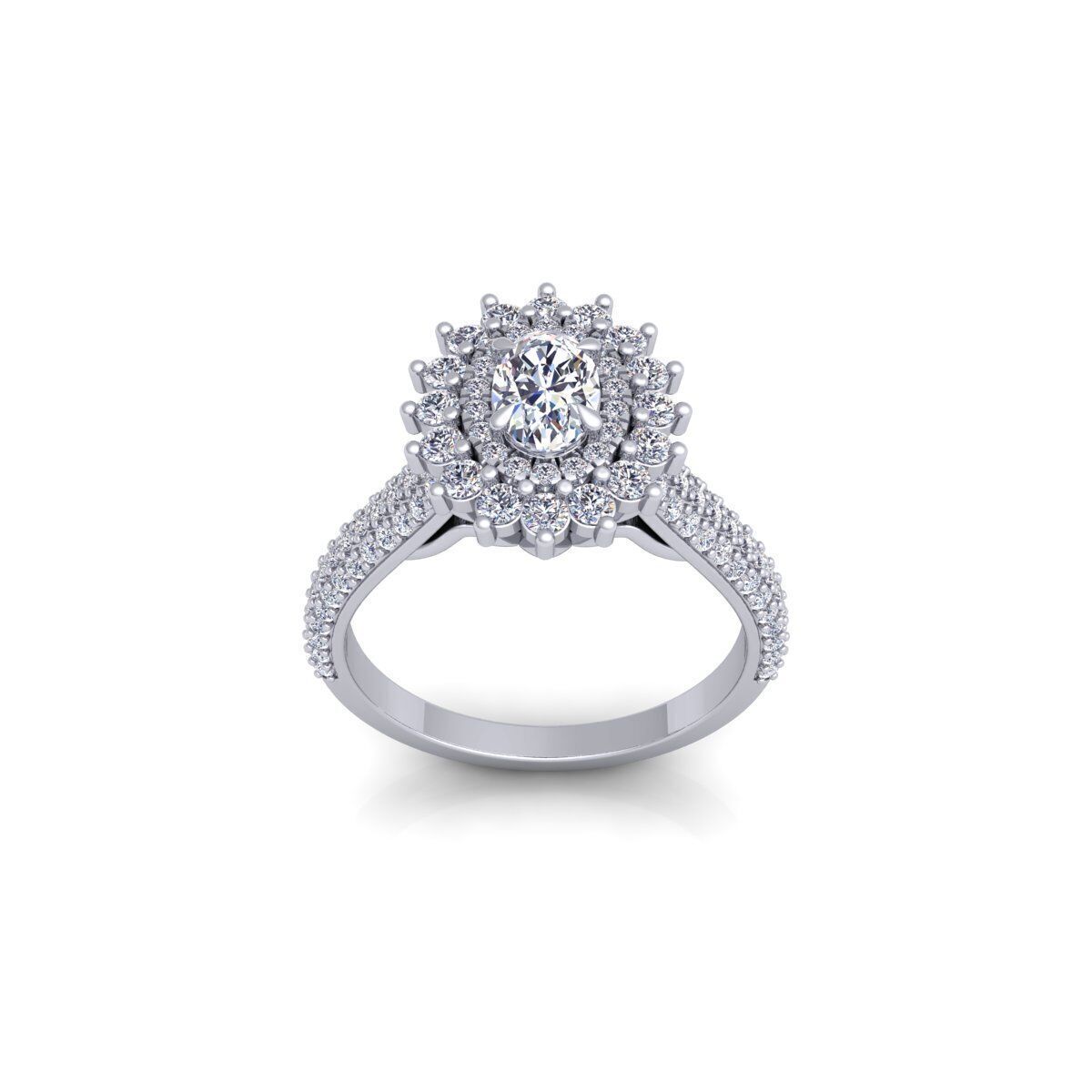 Round Diana Diamond Ring 3d model and Render 3D print model_2