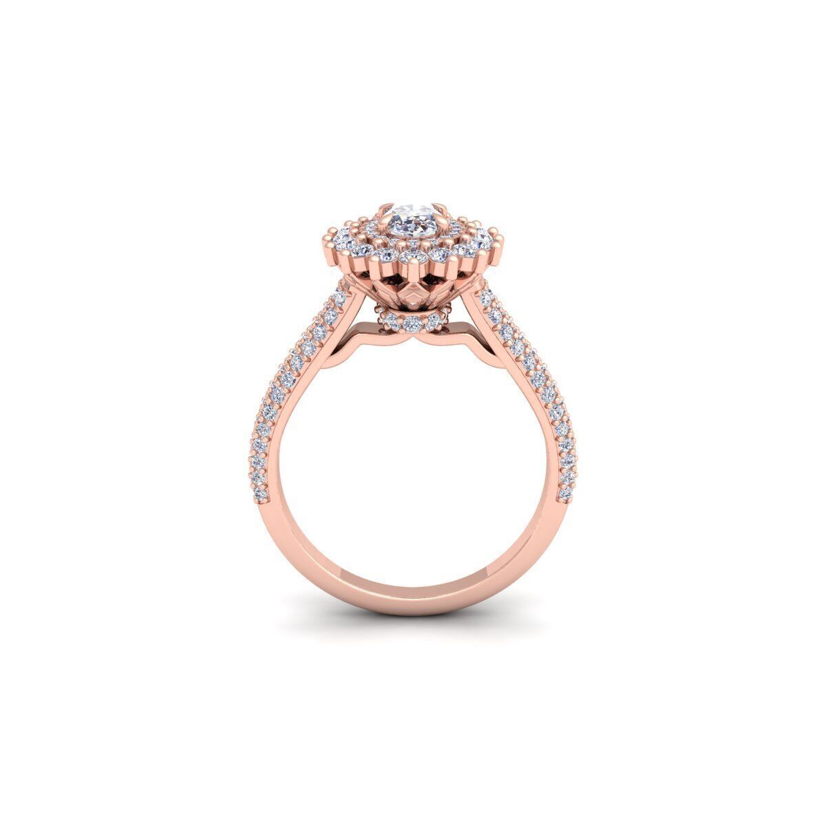 Round Diana Diamond Ring 3d model and Render 3D print model_4