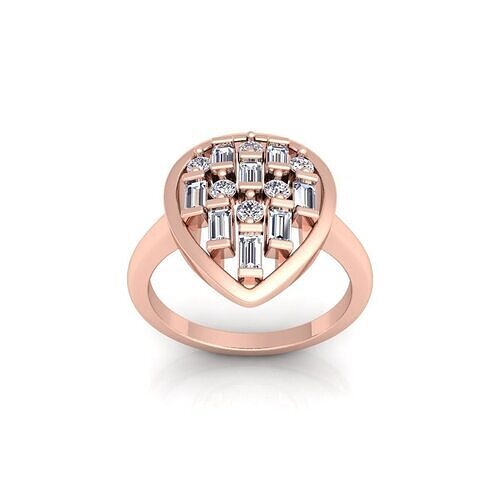 Pear Shape Small Stone Baggett Diamond Ring 3d Model and Render  3D print model