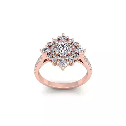 Flower Shape Design Round Diamond Ring 3d Model and Render 