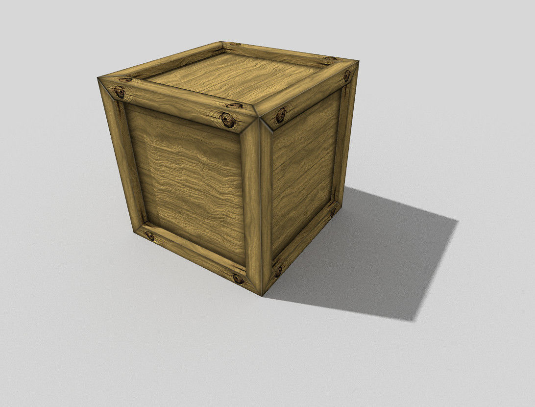 low poly wooden box Low-poly 3D model_1