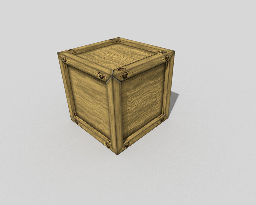 low poly wooden box Low-poly 3D model_2