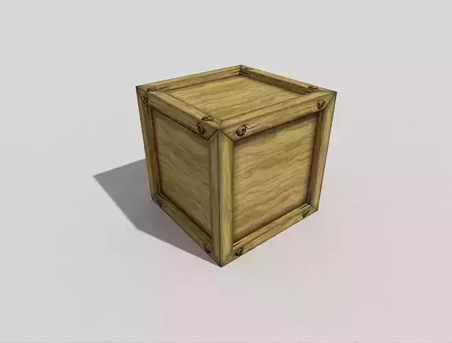low poly wooden box Low-poly 3D model
