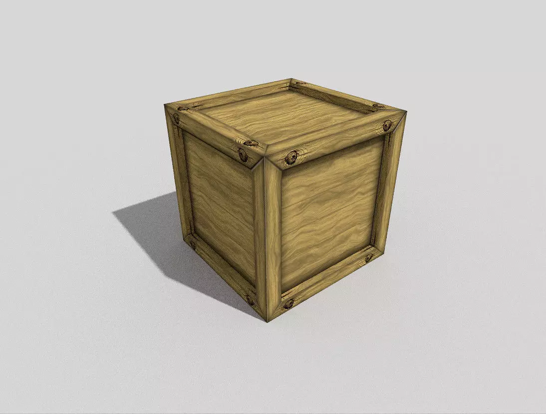 low poly wooden box Low-poly 3D model_0