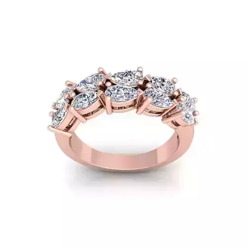 Two Row Pear Diamond Ring  3d Model and Render 