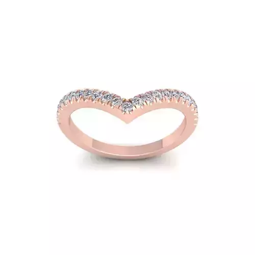 V Shape Band Diamond Ring 3d Model and Render 