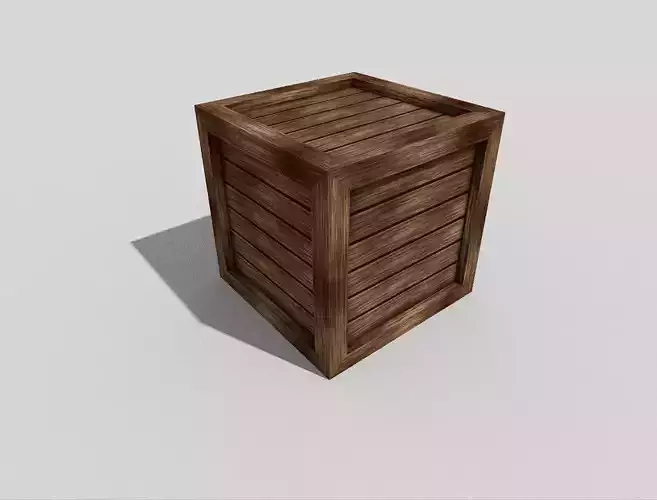 low poly wooden box