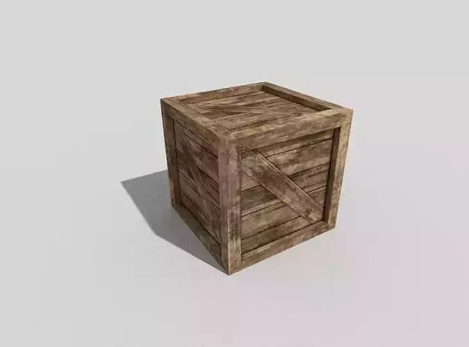 low poly wooden box