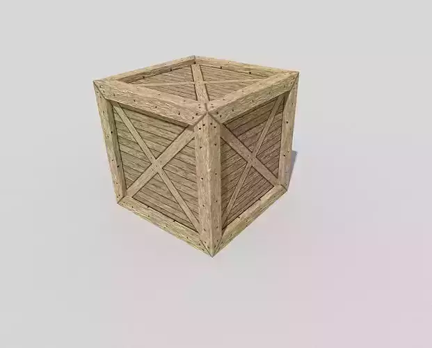 low poly wooden box