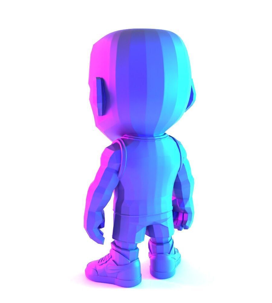 Bulls Michael Air Jordan 1 Funko Pop Low Poly toy 3D print model_10