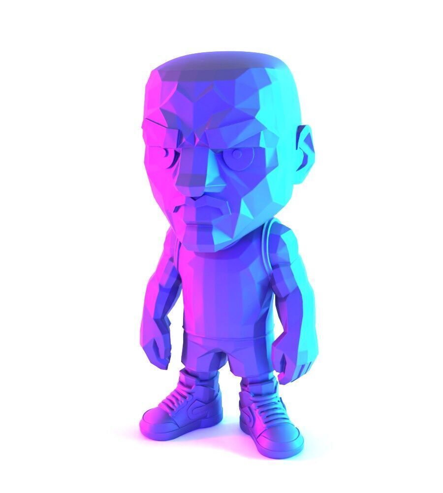 Bulls Michael Air Jordan 1 Funko Pop Low Poly toy 3D print model_2