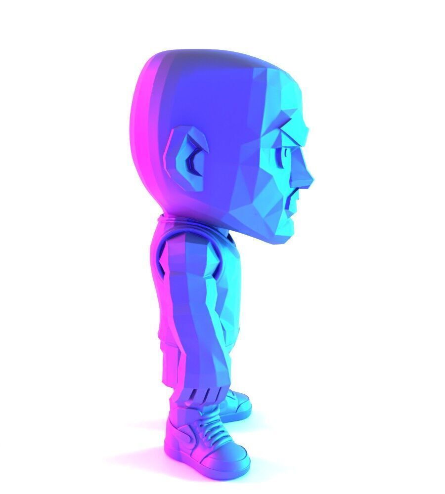 Bulls Michael Air Jordan 1 Funko Pop Low Poly toy 3D print model_17