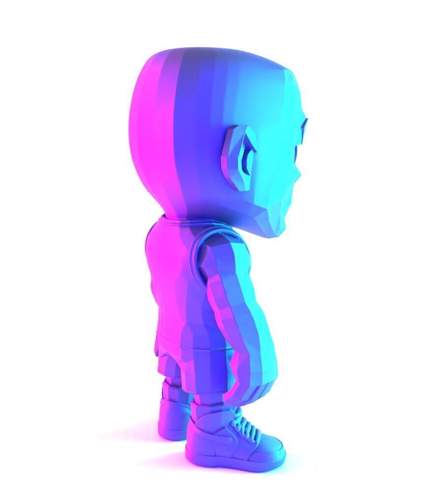 Bulls Michael Air Jordan 1 Funko Pop Low Poly toy 3D print model_15