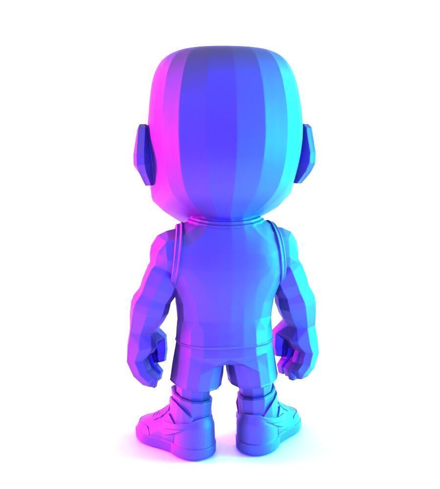 Bulls Michael Air Jordan 1 Funko Pop Low Poly toy 3D print model_11