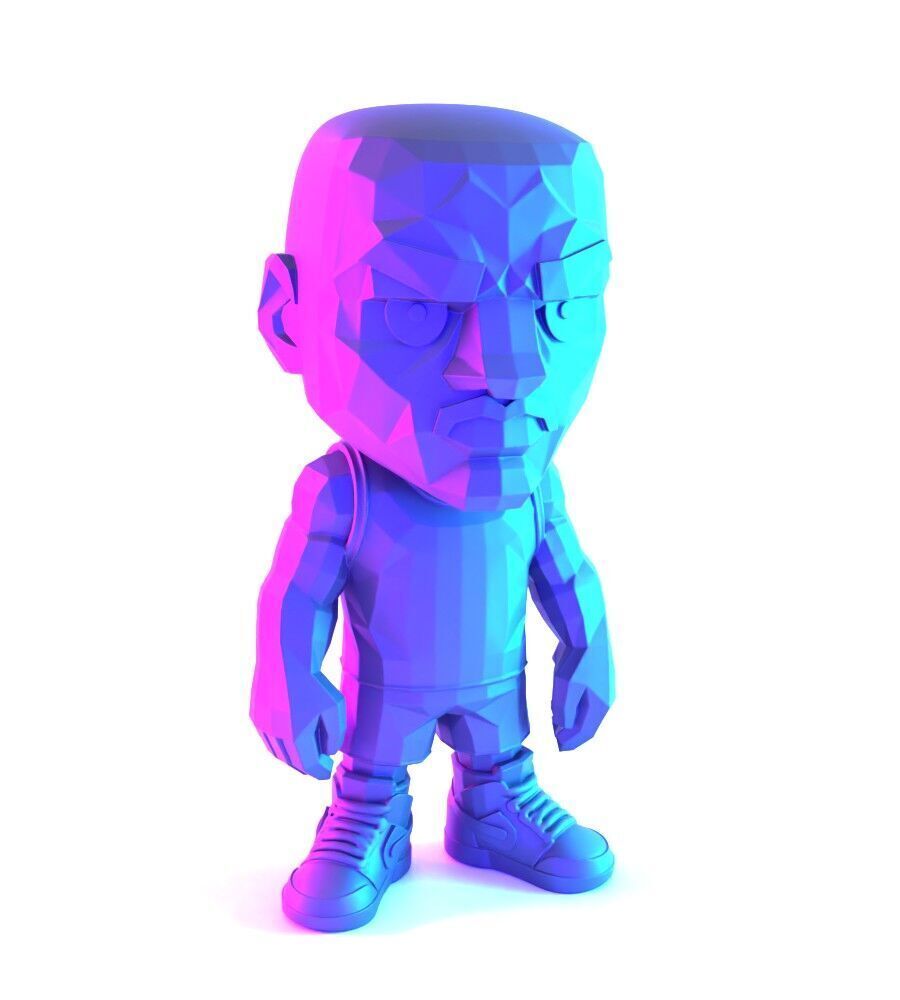 Bulls Michael Air Jordan 1 Funko Pop Low Poly toy 3D print model_21