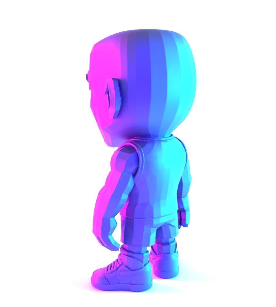 Bulls Michael Air Jordan 1 Funko Pop Low Poly toy 3D print model_9