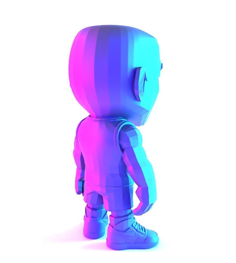 Bulls Michael Air Jordan 1 Funko Pop Low Poly toy 3D print model_14