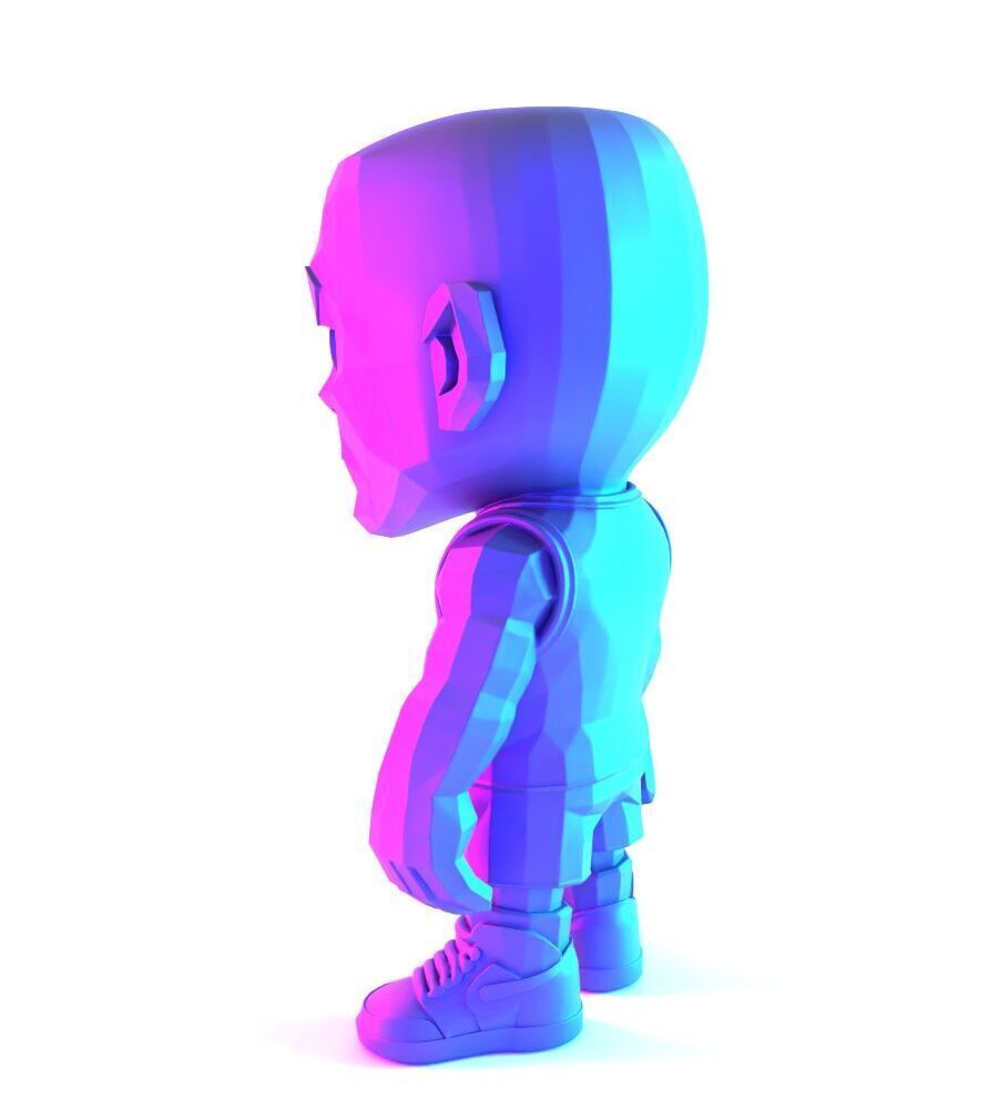 Bulls Michael Air Jordan 1 Funko Pop Low Poly toy 3D print model_8