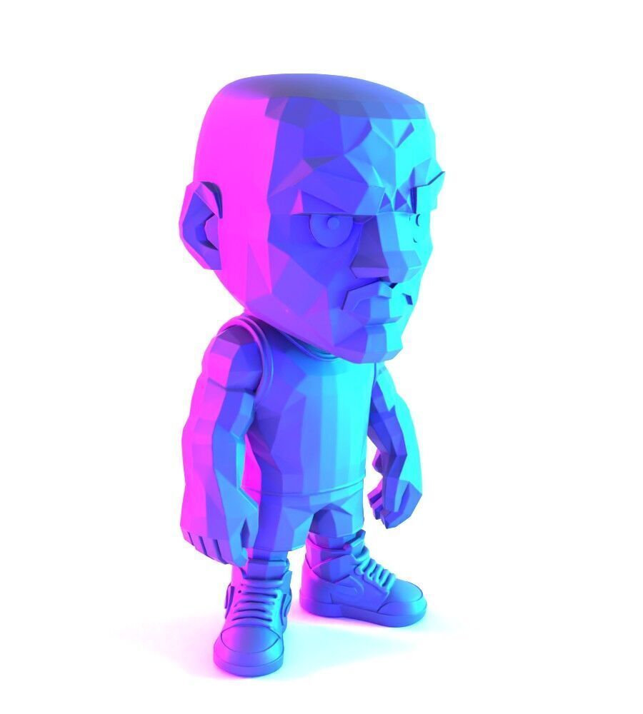 Bulls Michael Air Jordan 1 Funko Pop Low Poly toy 3D print model_20