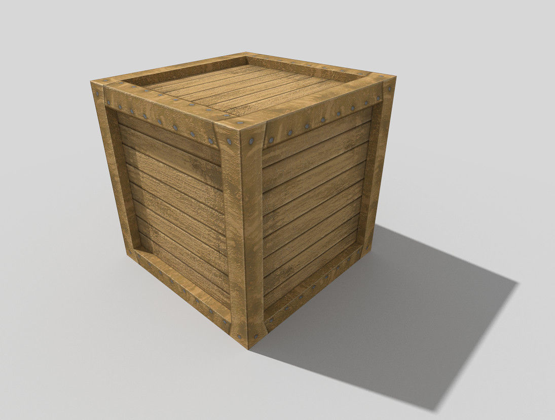low poly wooden box Low-poly 3D model_3