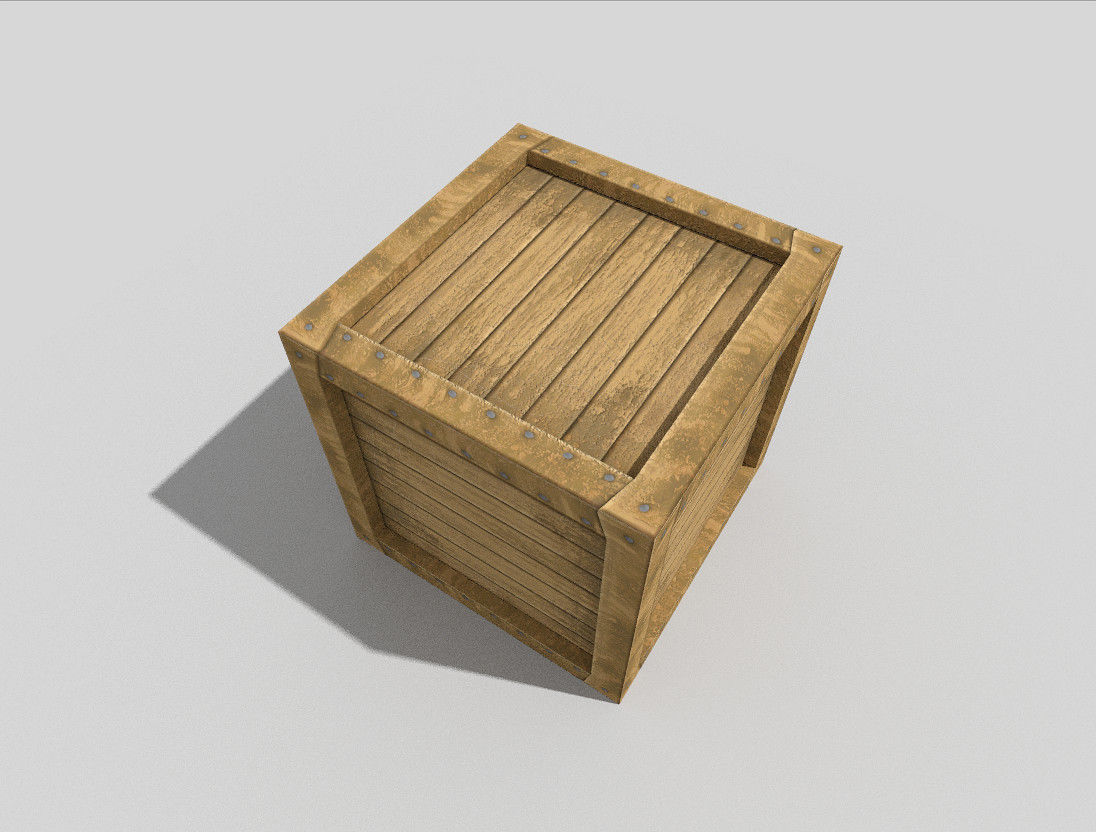 low poly wooden box Low-poly 3D model_2