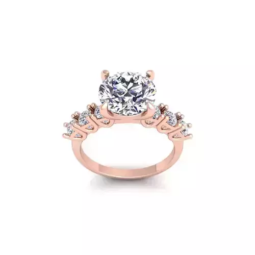 Round Engagement Diamond Ring 3d Model and Render