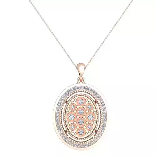 Oval Shape Small Diamond Pendent 3d model and Render 