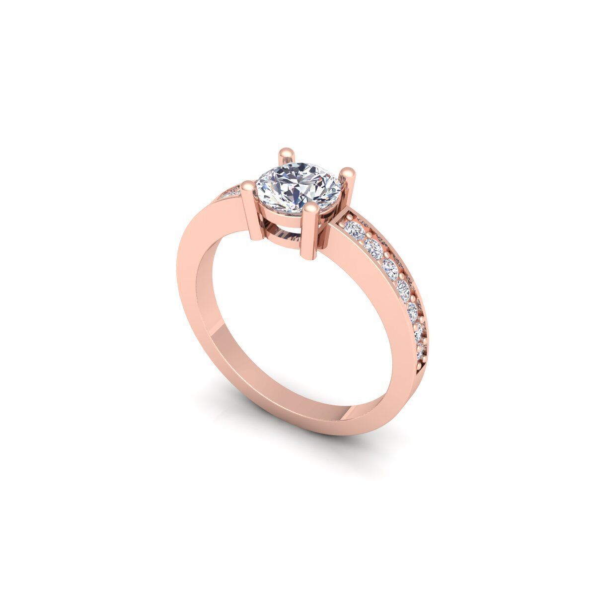 Round Engagement Ring 3d Model and Render 3D print model_10