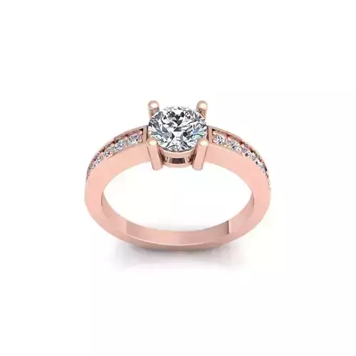 Round Engagement Ring 3d Model and Render 