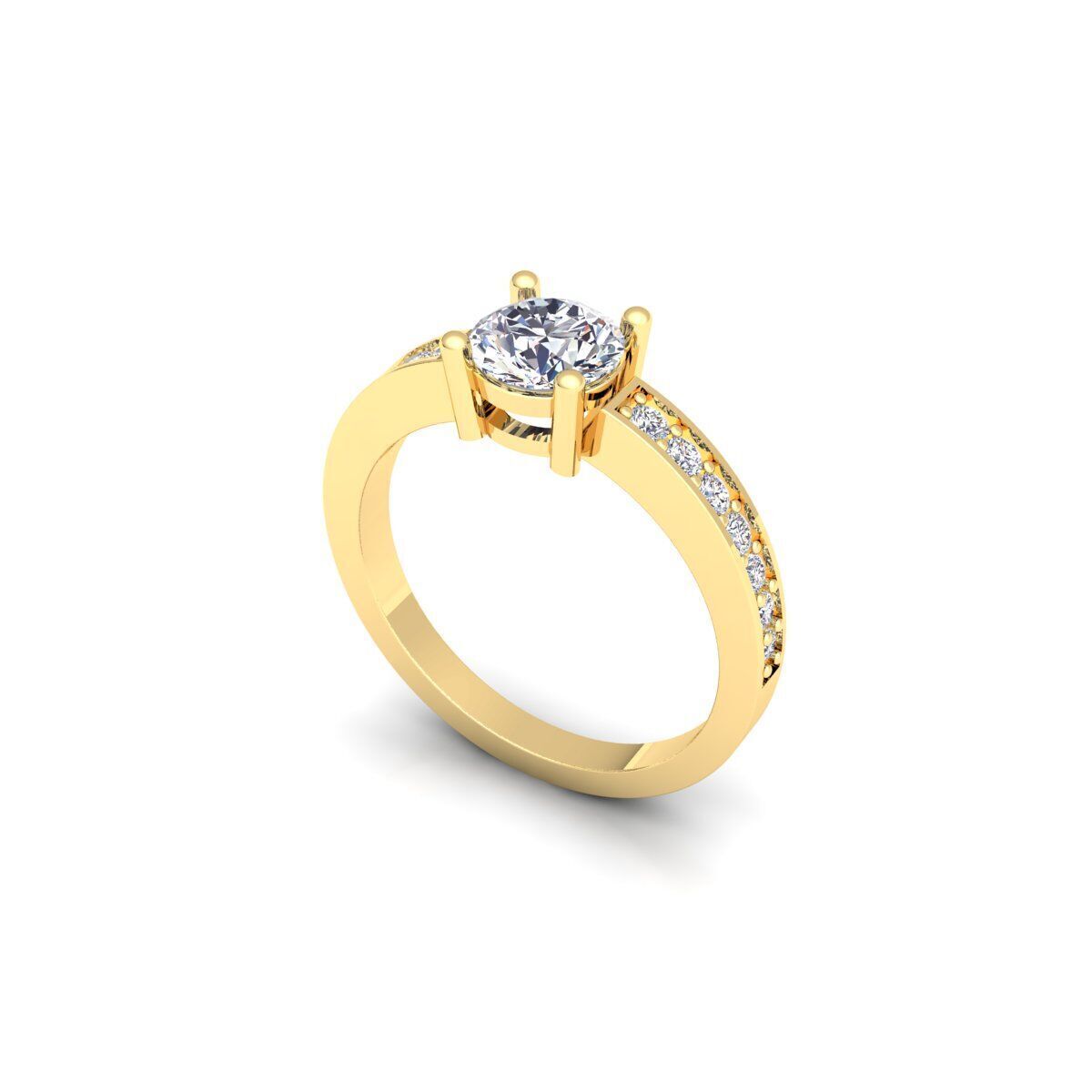 Round Engagement Ring 3d Model and Render 3D print model_9